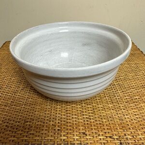 Pottery Mixing Bowl 8” White Unmarked Farmhouse Cottage Made In Portugal White